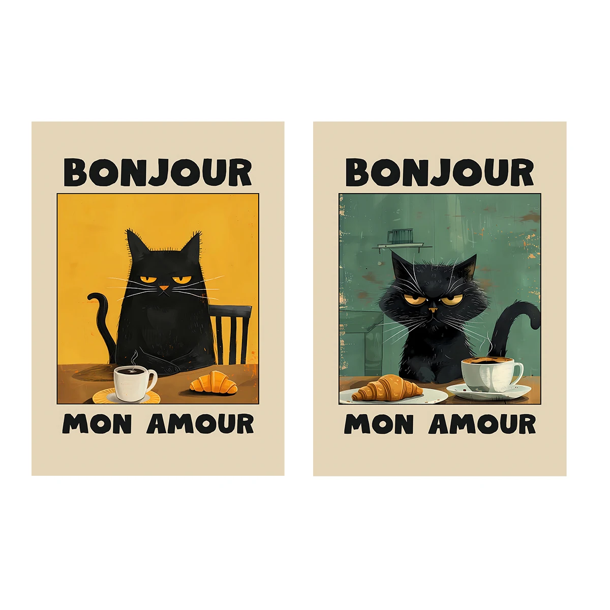 

Холст с принтом "Черный кот", HALFLEMART, стиль ретро