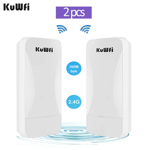 KuWFi 2,4G беспроводной мост 300 мбит/с открытый CPE Wi Fi сигнал PTP дальний диапазон с 24 в PoE мощность IP65 водонепроницаемый AP репитер режим