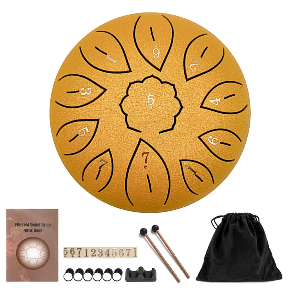 

6 Inch 11 Tune Steel Tongue Drum Pad Handpan Musical Instrument Hand Tank Drum Drumsticks Bateria Musical Music Instruments