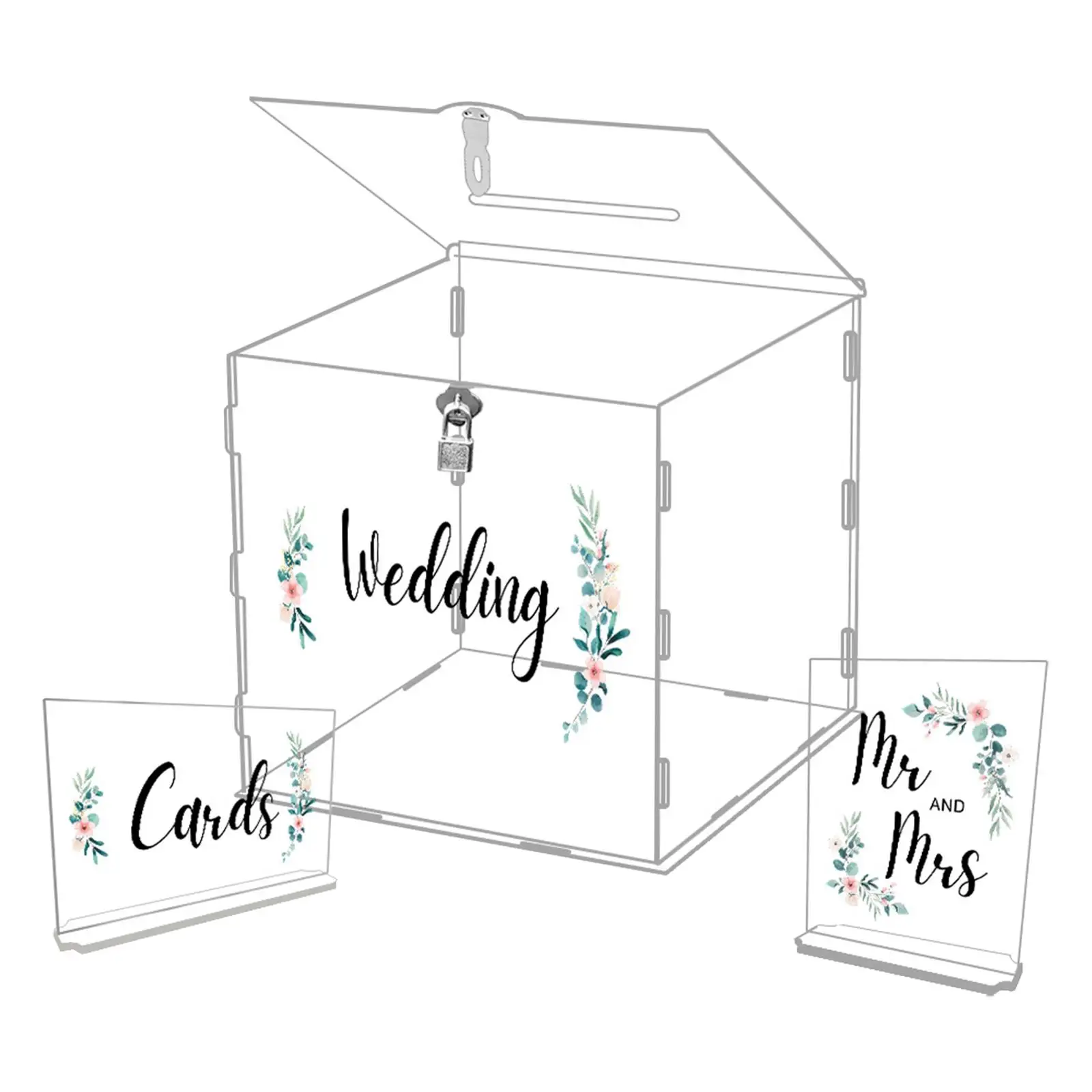 

Acrylic wedding cards Box Decorative Clear Elegant post Gift Box Holder Wishing case for Birthday Jewelry Wedding Party
