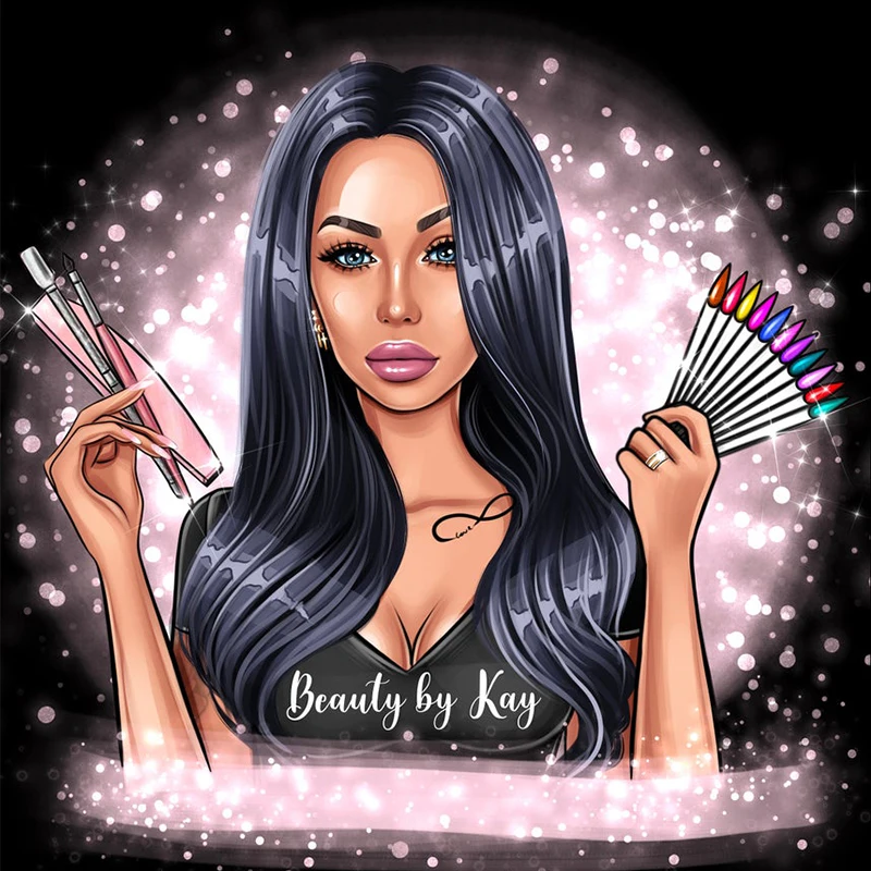 Портрет мультфильм логотип Рисунок Ресницы Наклейки ногти салонный Аватар