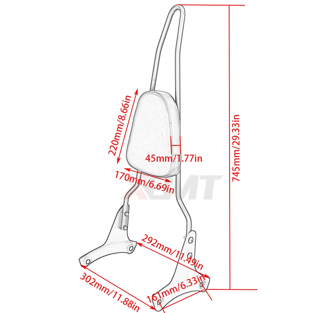 Фото Задняя спинка мотоцикла, сисси-бар для Honda Shadow ACE VT 400 750 VT400 VT750 1997-2003 1998 1999 2000 2001 2002 №2