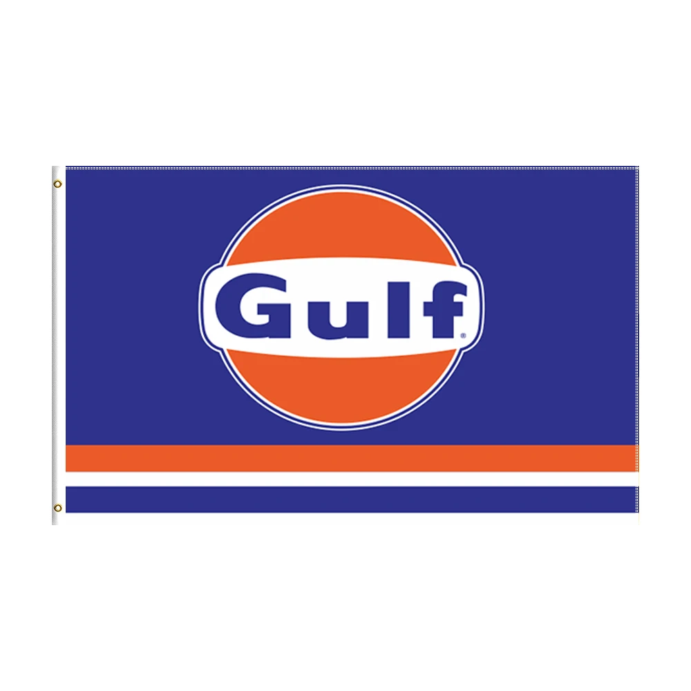 

3x5 Ft Gulf Oil Flag Polyester Printed Racing Car Banner For Decor
