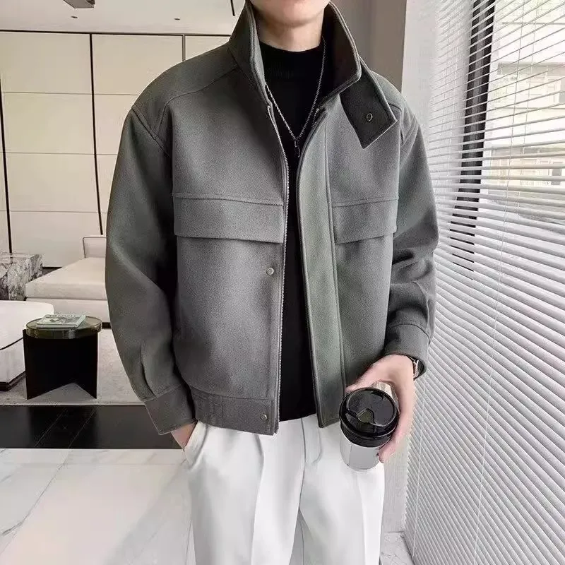 Фото Мужская шерстяная куртка: новая модель для осени и зимы, короткое утепленное шерстяное пальто-топ №4