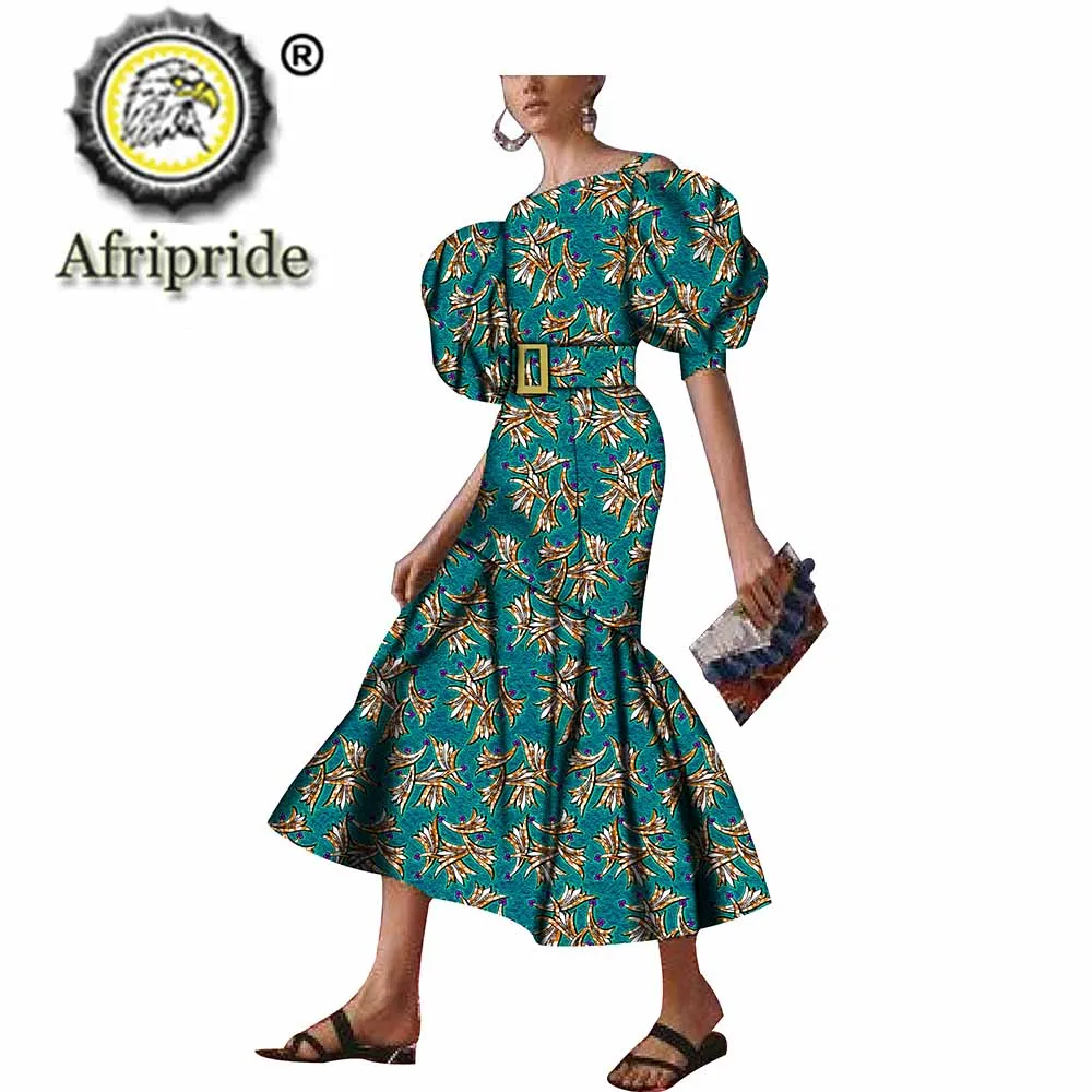 

African Print Dresses for Women for Party Wedding Evening Outfits Wax Attre Dashiki Short Sleeve Shirt Dress AFRIPRIDE S1925100