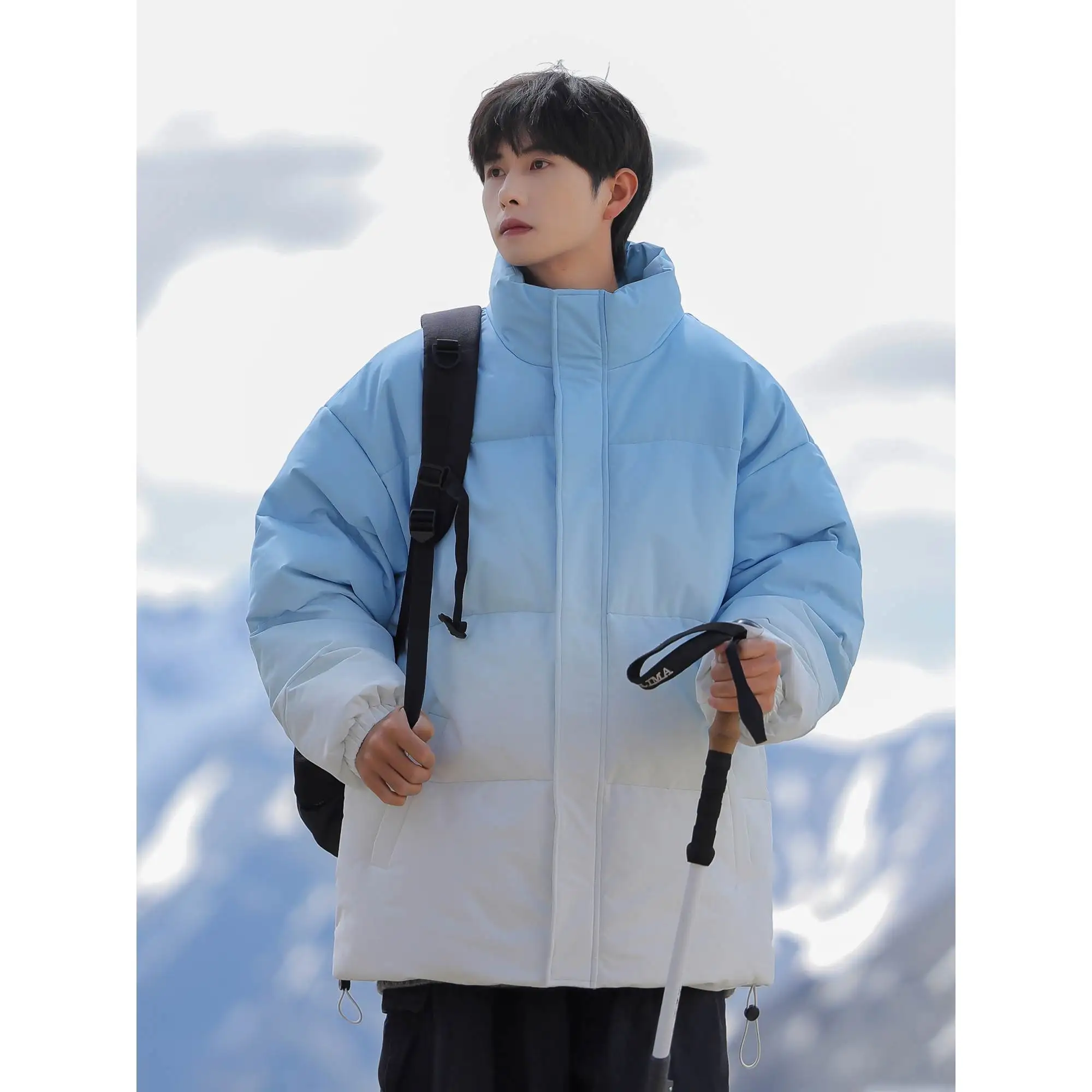 Hongxing Erke Gradient Гусиный пуховик с воротником-стойкой Куртка на хлопковой подкладке