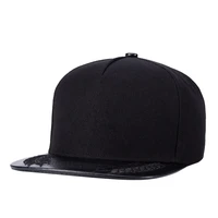 black hip hop baseball cap for men womens flat brimmed hat embroidery trucker hats snapback cap leather brim patchwork visor