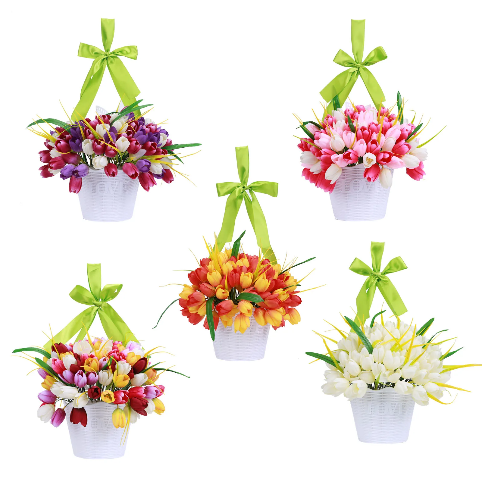 

Искусственные подвесные цветы с ведром, поддельный знак тюльпана, весенние венки