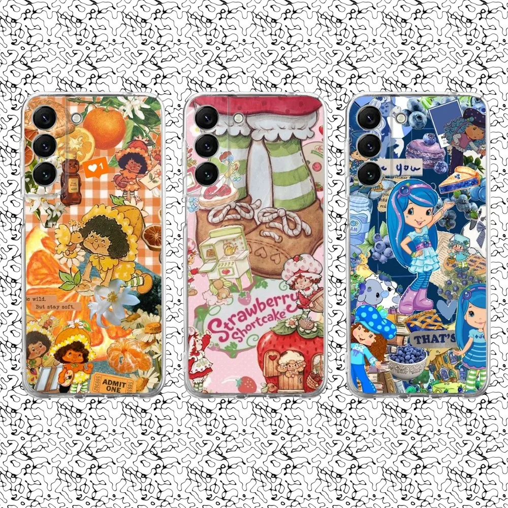 S-Strawberry S-Shortcake Character Silicone Phone Case For Samsung S30 23 21 22 20 Ultra S20 FE lite 10 9 PIus Note20ultra Clear