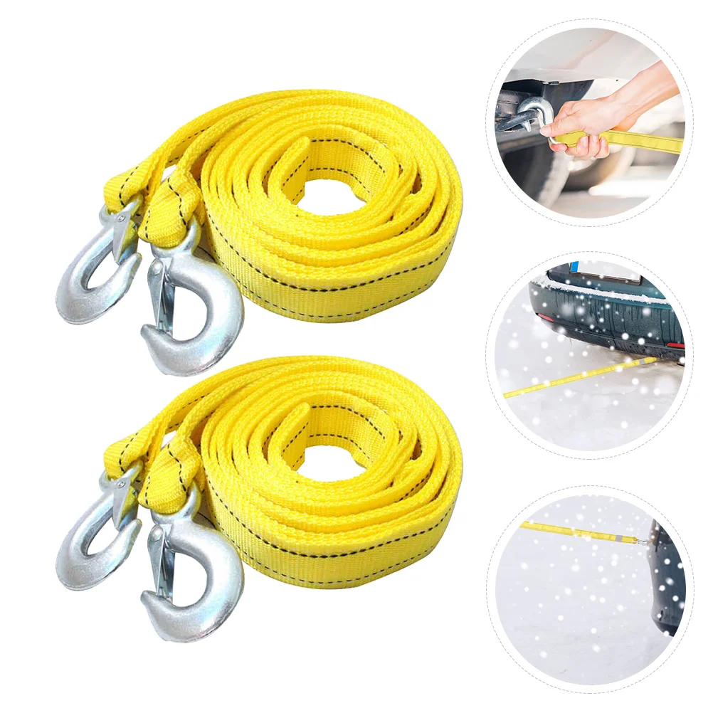 

2 Pcs Car Tow Rope Sturdy Winch Durable Pull The Cart Hooks Textile Belt Trailer Towing strap