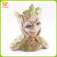 lxyy new anime tree groot body silicone mould candle gypsum resin concrete potted hand decorated molds support cheek groot