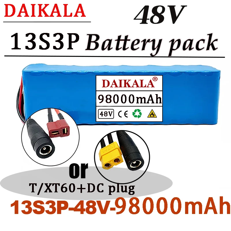 

Daikala 13s3p 48V 98Ah 1000W 98000mah lithium ion battery pack, electric bicycle, electric bicycle scooter, with BMS and charger