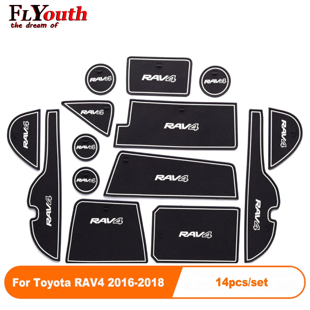 

Car Door Groove Mat For Toyota RAV4 2016-2018 Auto Anti-Slip Cup Mat Non Slip Door Gate Pad Car Accessories 14Pcs/Set