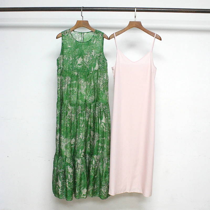 

2023 Spring and Summer New Dress Women Loose Sleeveless Printed Dress with Inner Suspenders Round Neck Dress