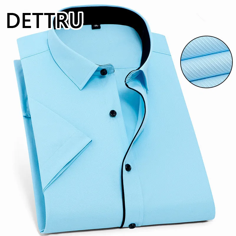 

Twill Pure Color 8XL 7XL 6XL 5XL Large Size Men Shirt Short Sleeve Slim Fit Formal Men White Shirt Business Male Social Shirts