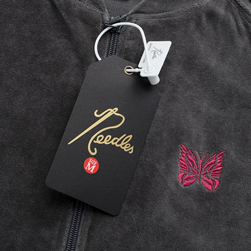 Куртка Мужская/Женская бархатная с вышивкой-бабочкой и тесьмой пальто оверсайз