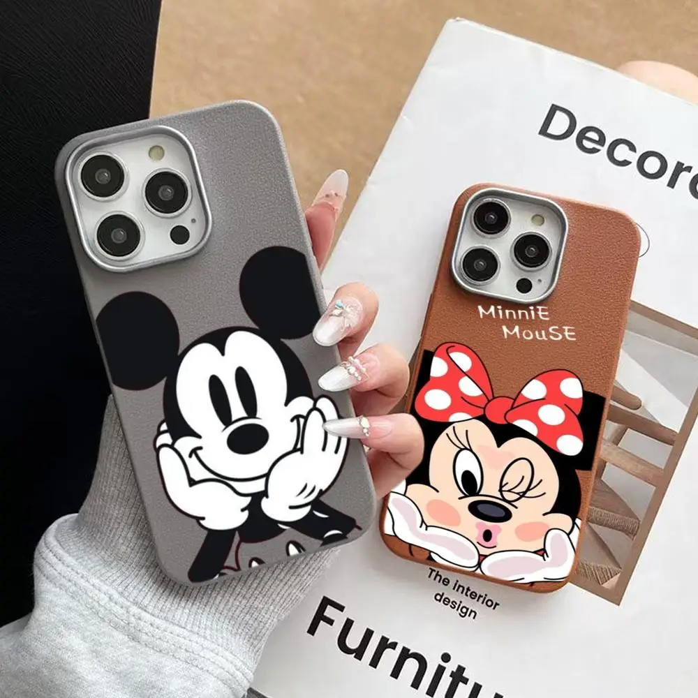 Фото Милый мультяшный кожаный чехол с Микки Маусом для iPhone 16, 15, 14, 13 ProMax, 17 ProMax, роскошный ударопрочный защитный чехол №1
