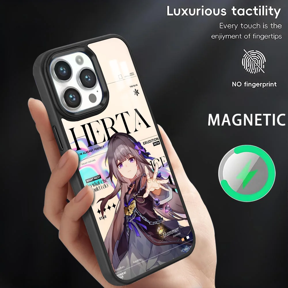 Чехол для телефона Honkai Star Rail Herta iPhone 16 15 14 13 12 11 Pro Max Plus мини-магнитный чехол Magsafe с