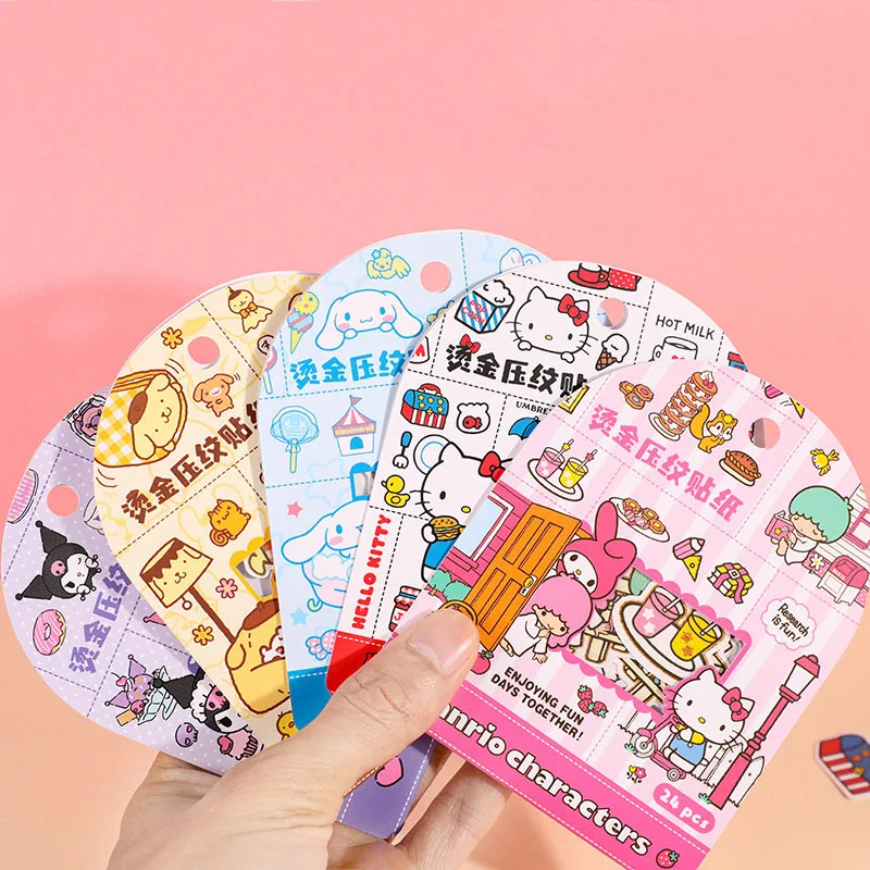 

Sanrioed Kittys Kuromi Cinnamoroll My Melody Pom Pom Purin Cute Creative Hand Account Sticker Cartoon Girl Kids DIY