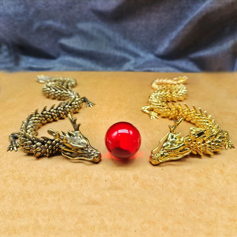 

3D Dragon Statue Ornament Moveable Body Joints Exhibition Hall Advanced Decoration Zodiac Animal Brass Crafts