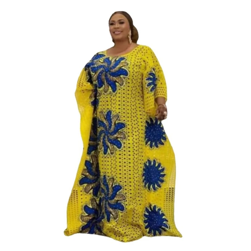 

Африканские платья для женщин, новинка 2022, африканская одежда, Дашики, кружевной бубоу, Африканский халат, женское базиновое роскошное свад...