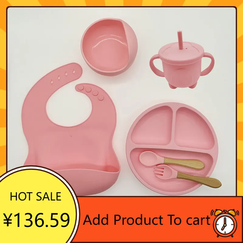 Silicone Tableware for Children Shark Feeding Kit Non-Slip Kids Dishes with Suction Cup Baby Food Accessories Cutlery Set