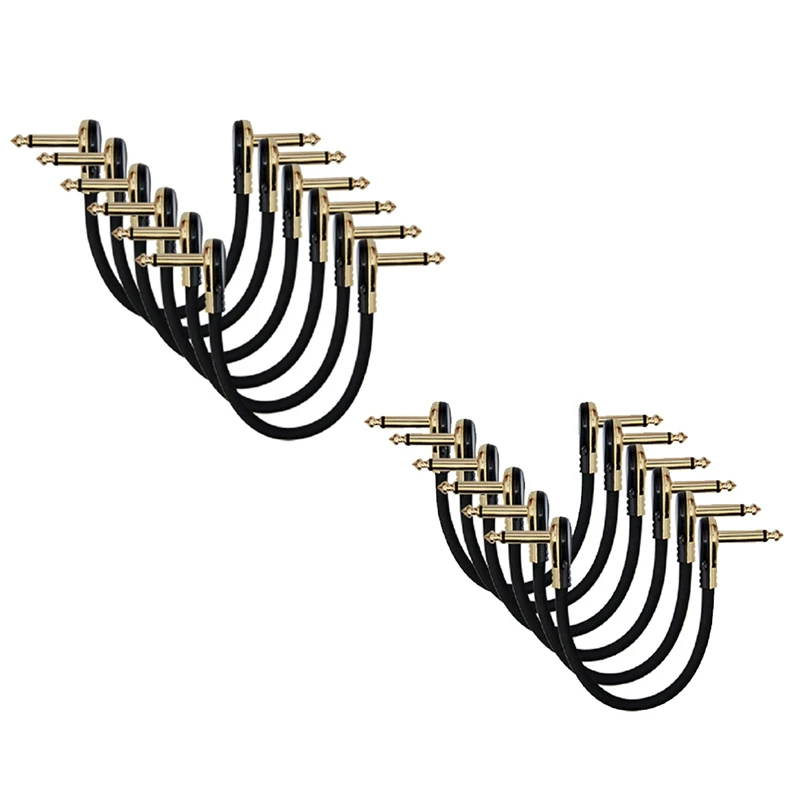 

6PCS Guitar Patch Cables Right Angle 1/4 Guitar Cable For Guitar Effect Pedals