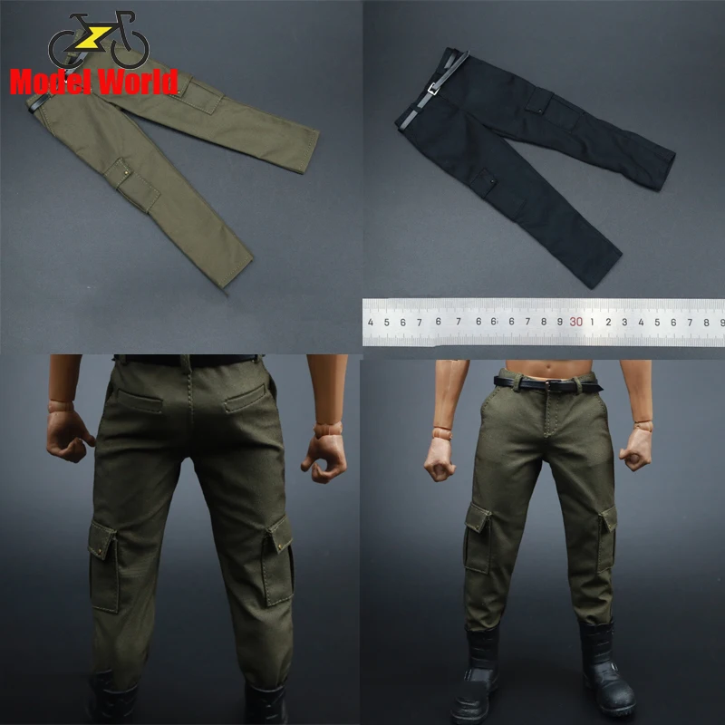 

1/6 scale male clothes black army green pants fit 12'' action figure body model