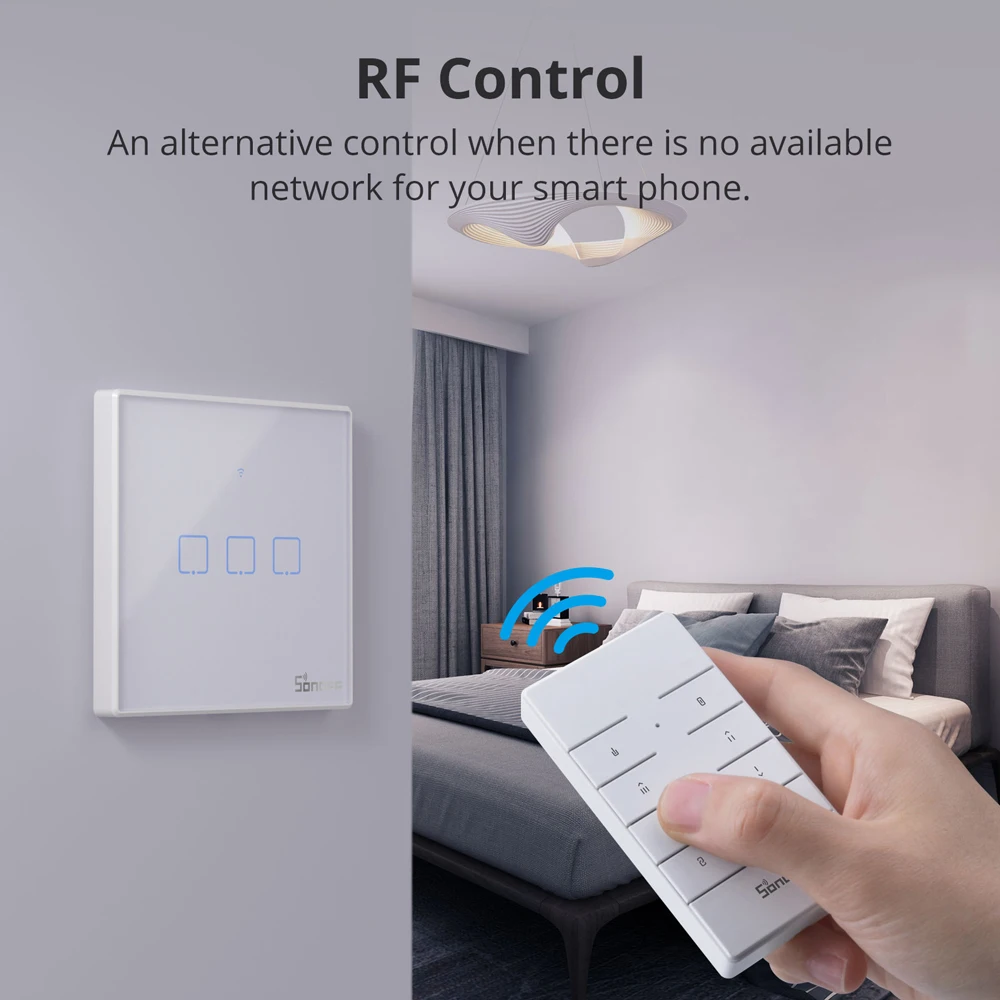 SONOFF T2T3EU 433 МГц RF Wi-Fi сенсорный настенный переключатель Smart Scene Control через удаленное голосовое управление eWeLink с Alexa Google Home (art.: 3920c29ef50fe) - 3920c29ef50fe