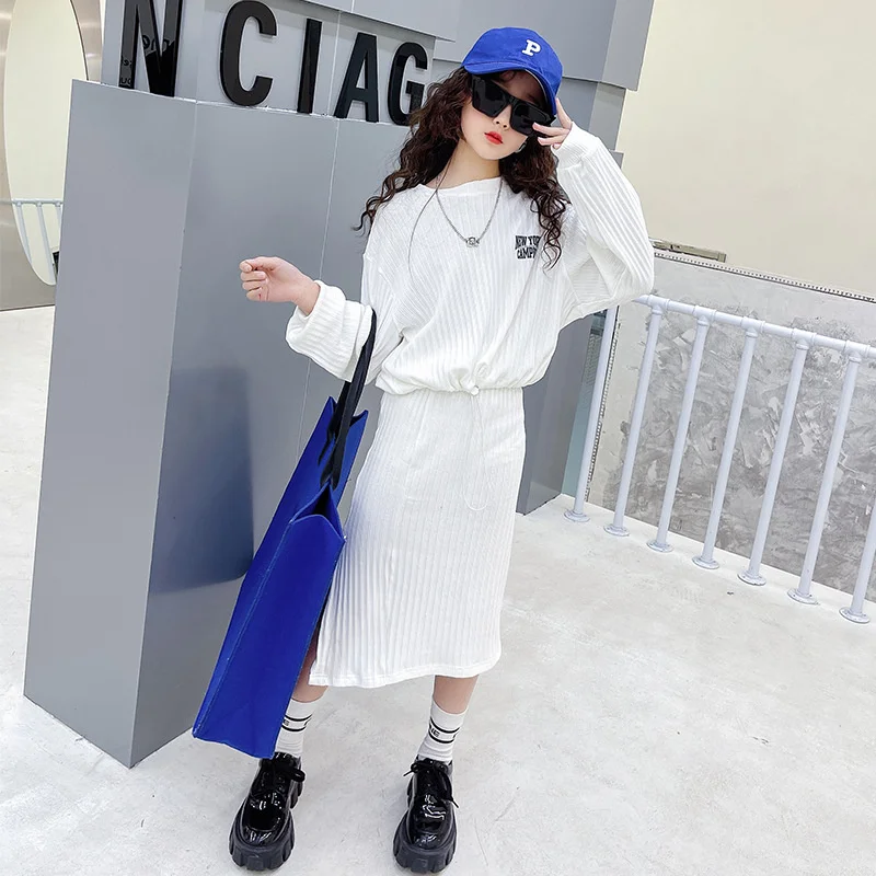 

Girls Suit Sweatshirts +Skirts Cotton 2Pcs/Sets 2022 Soft Spring Autumn Thicken School Outfits Sports Sets Kid Baby Children Clo