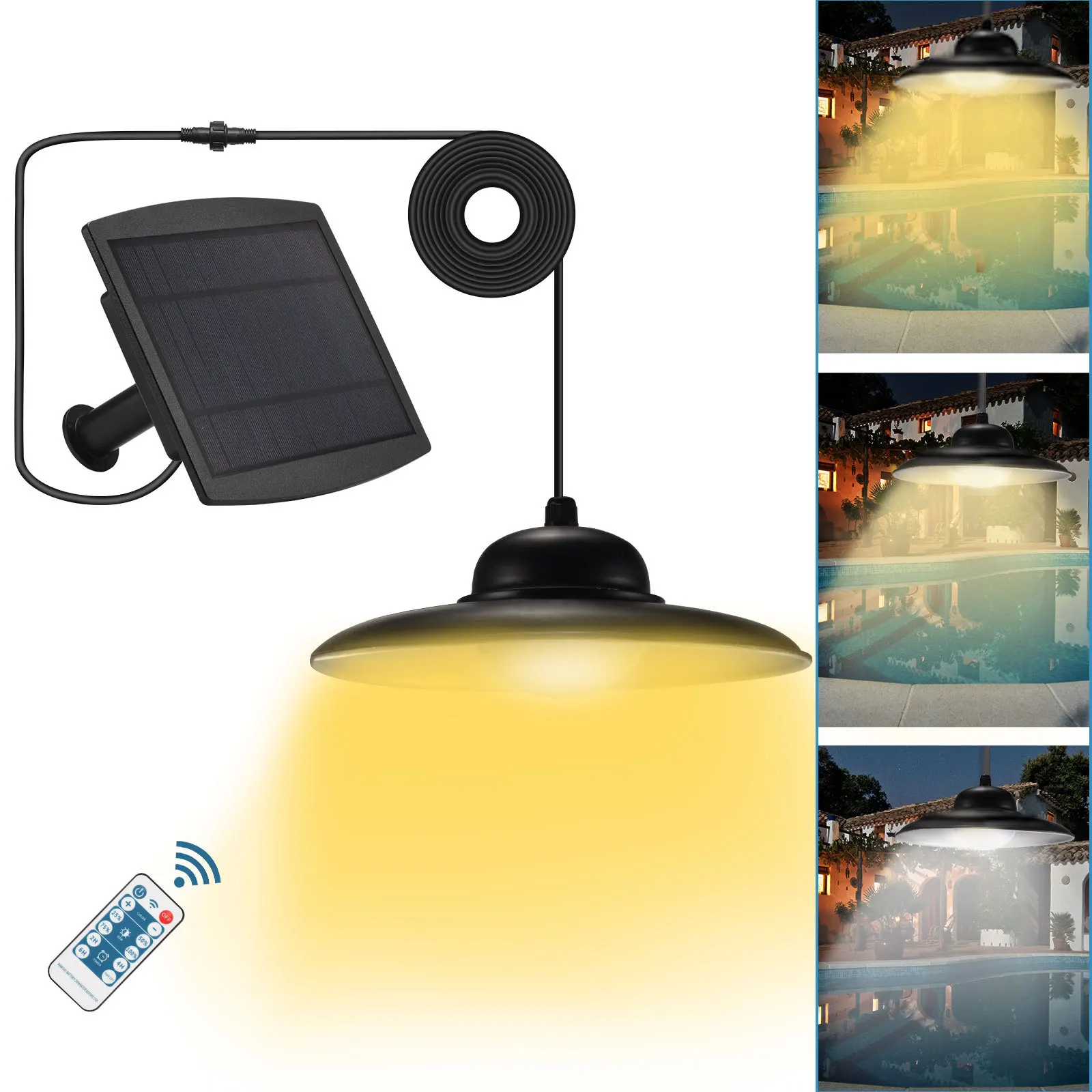 

Solar light outdoor safety power supply pendant remote control porch light adjustable light color