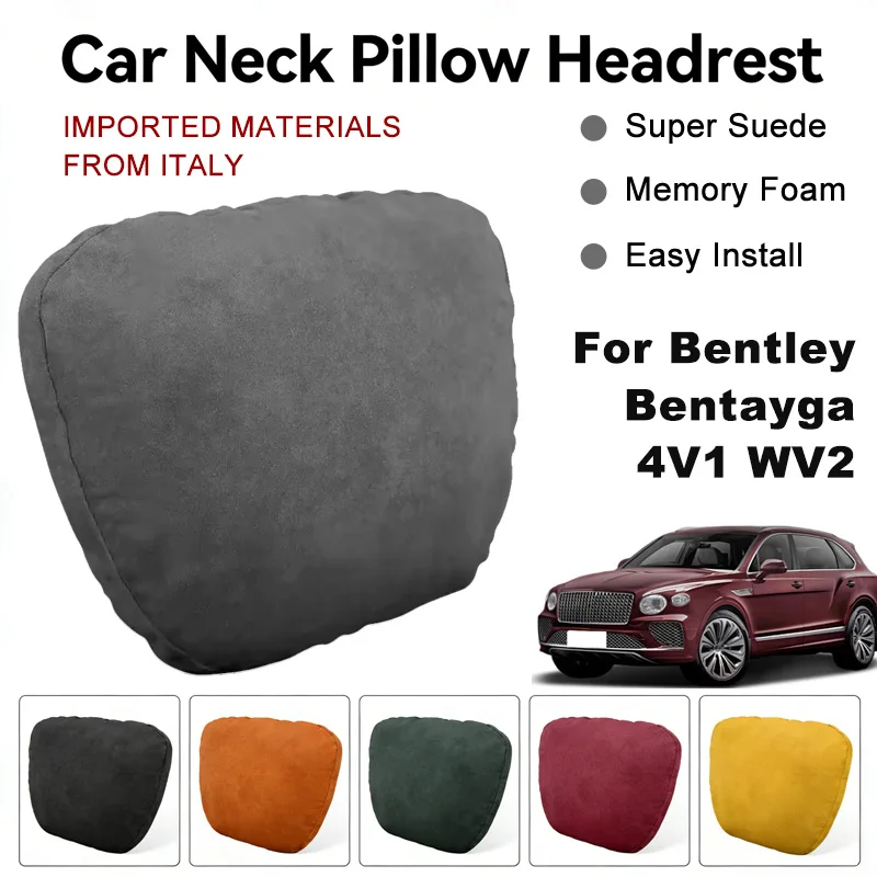 Фото Итальянская замшевая подушка для поддержки шеи в автомобиле для Bentley Bentayga 4V1 WV2, подушка для поддержки головы и шеи, аксессуары для интерьера автомобиля №1