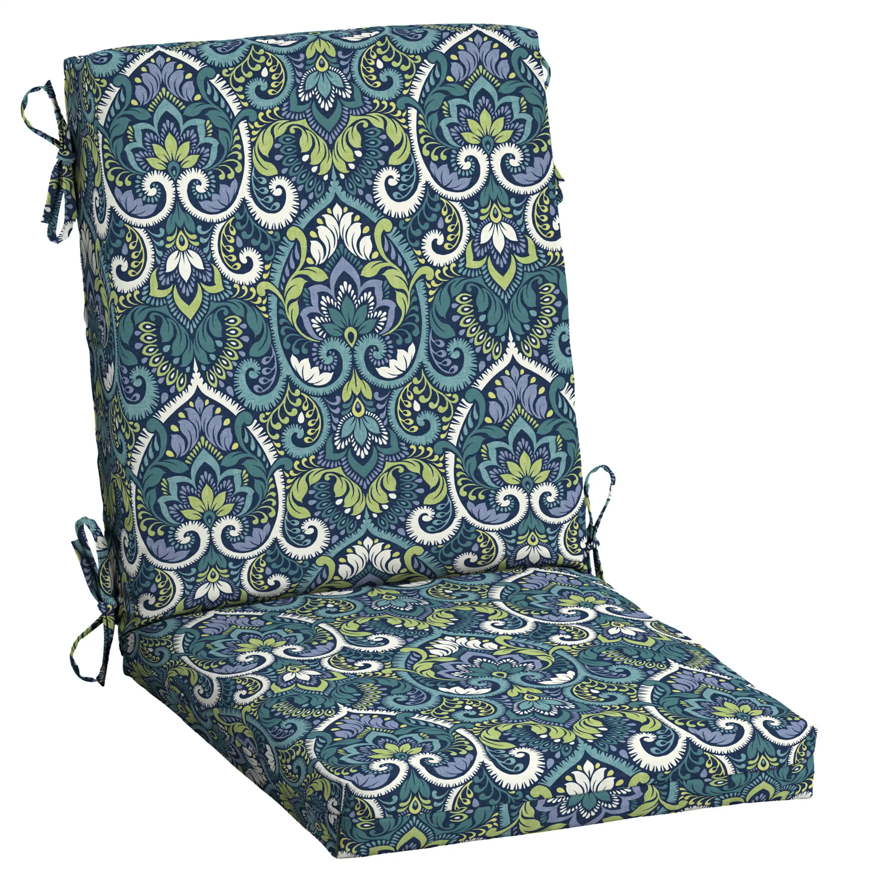 

Arden Selections Outdoor Dining Chair Cushion 20 x 20, Sapphire Aurora Blue Damask