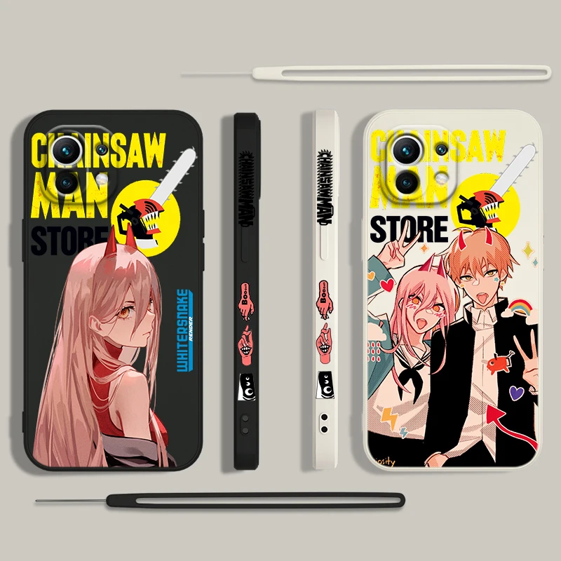 

Anime Chainsaw Man power For Xiaomi Mi 13 12S 12 12T 12X 11i 11T 11 10 10S Pro Lite Ultra Liquid Left Rope Phone Case