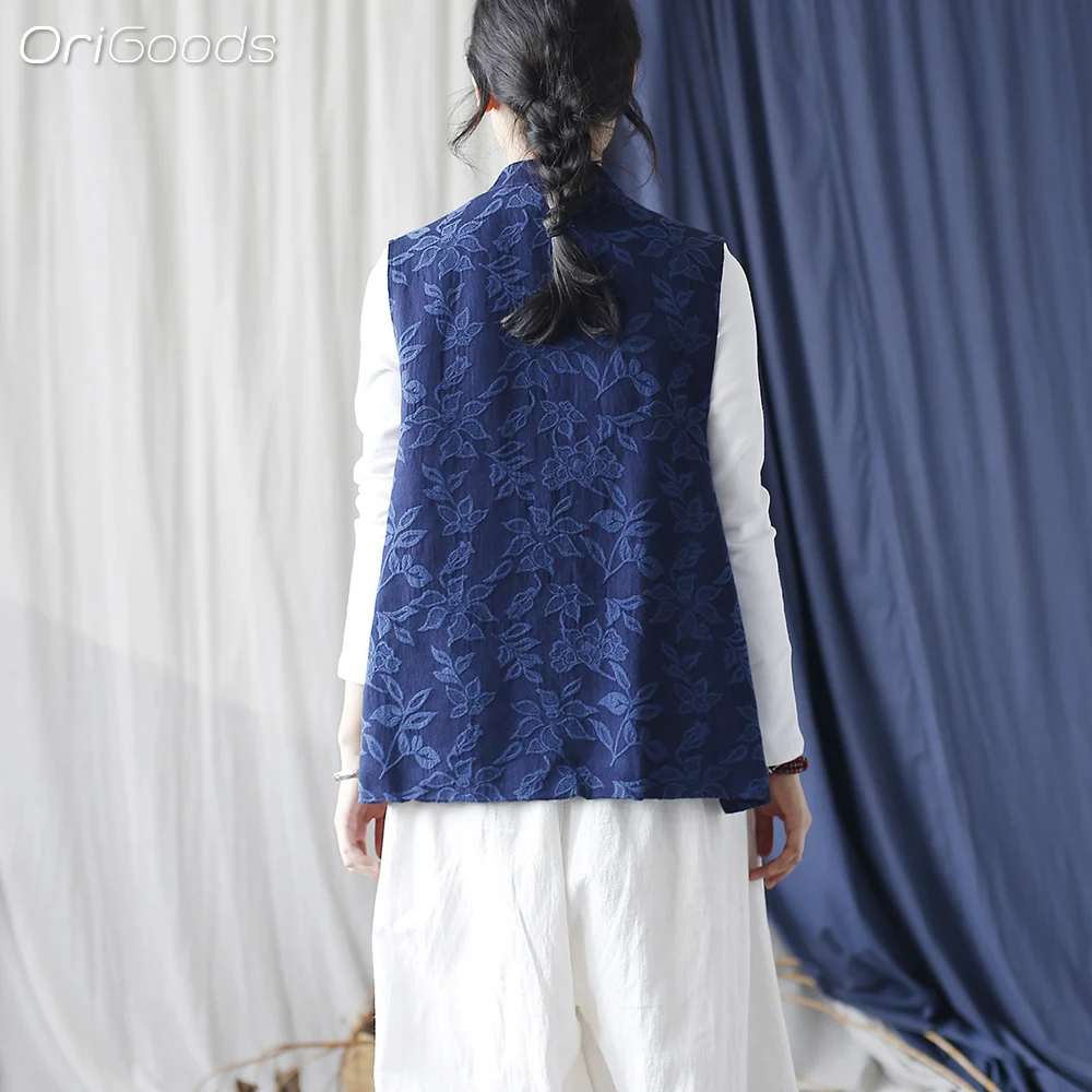 Женский жаккардовый жилет в китайском национальном стиле X070 осень 2024