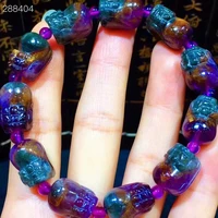 genuine natural cacoxenite purple rutilated quartz bracelet 15 3x10 6x10mm women men clear pi xiu round beads auralite 23 aaaaaa