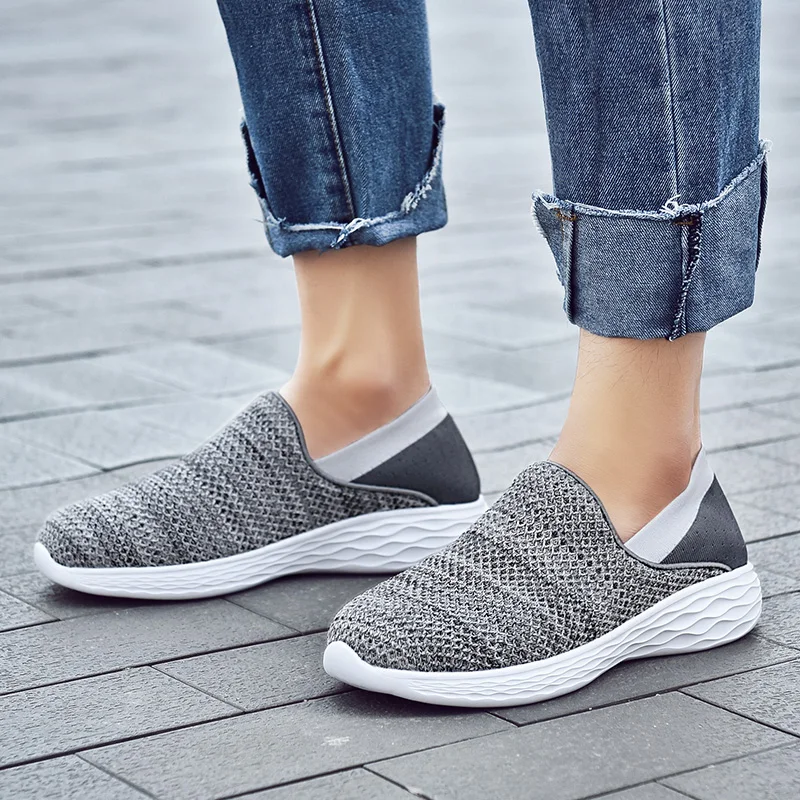 Casual Sneakers Lightweight Men Walking Shoes Breathable Comfortable Women Falts Shoes Slip-on