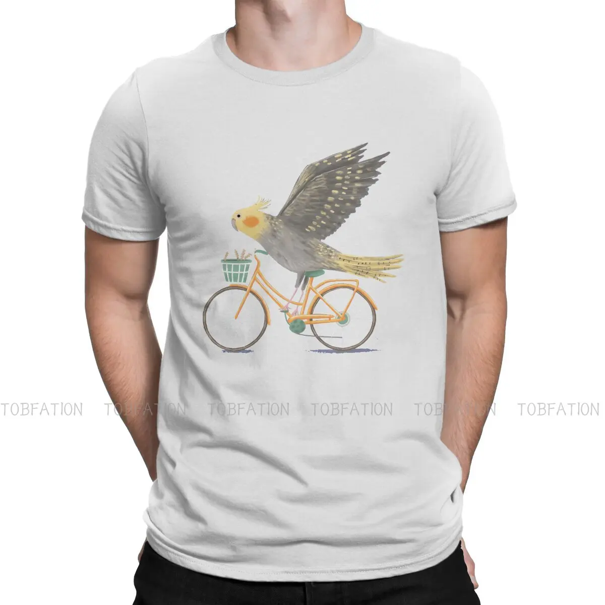 

Parrot Animal 100% Cotton TShirts Cockatiel On A Bicycle Classic Distinctive Homme T Shirt Hipster Clothing Size S-6XL