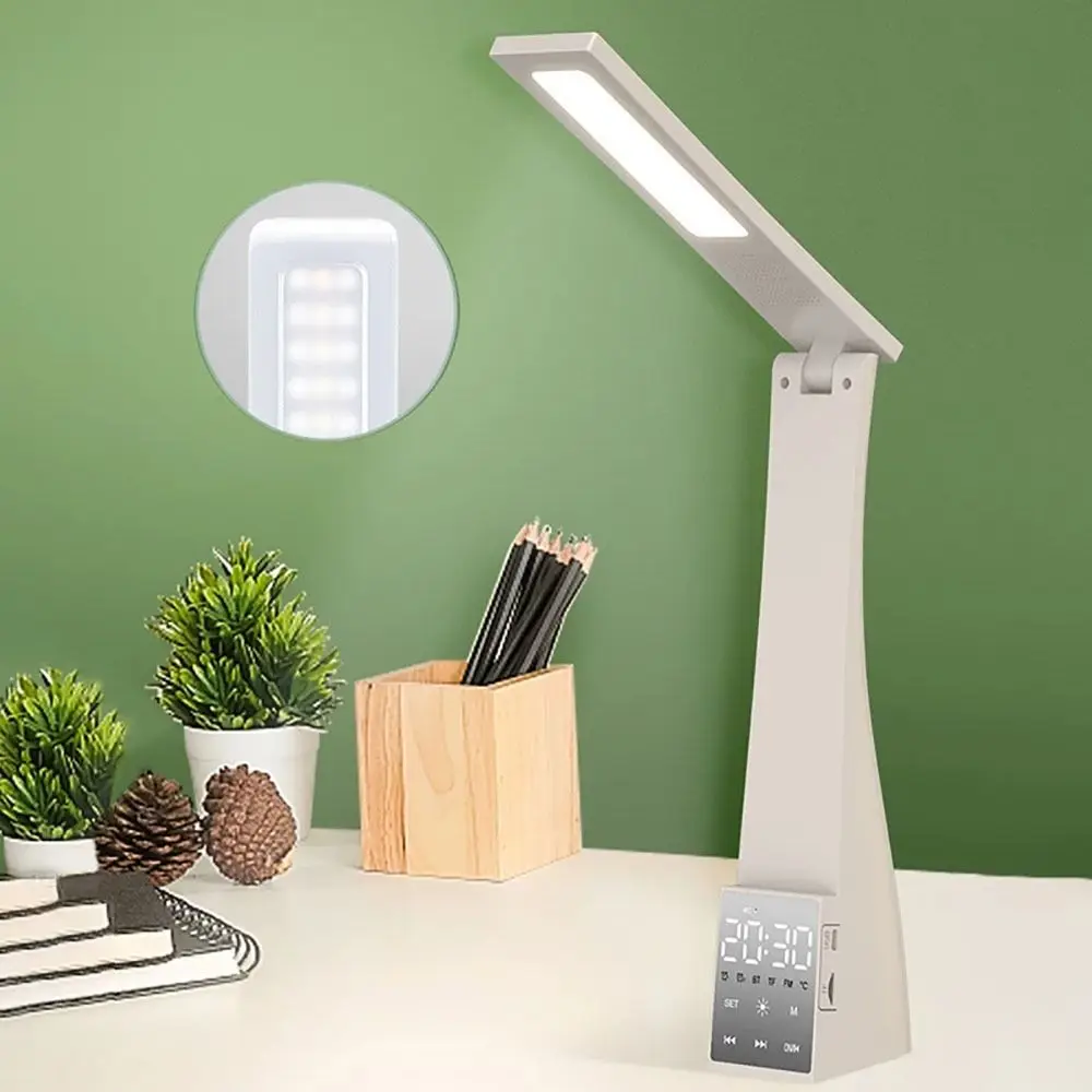 

Adjustable Desktop Multifunctional Alarm Clock LED Desk Lamp Reading Light Bluetooth Speaker Eye Protection