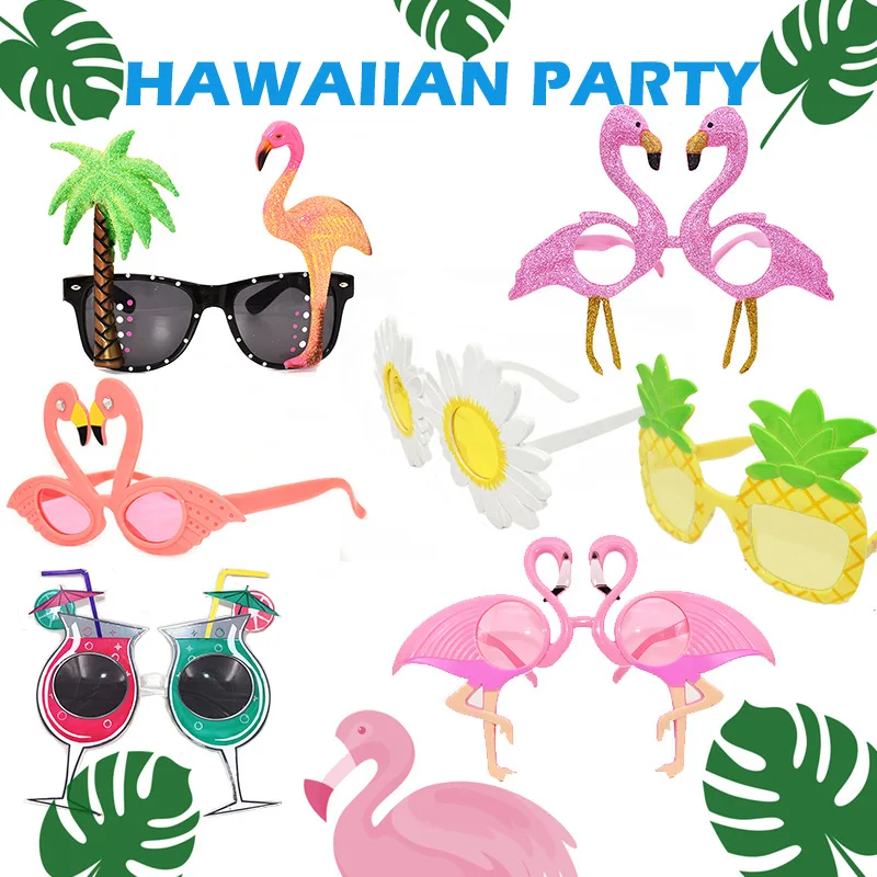 

Hawaii Tropical Party Sunglasses Pool Beach Party Decoration Supplies Funny Flamingo Glasses Photography Props Happy Birthday