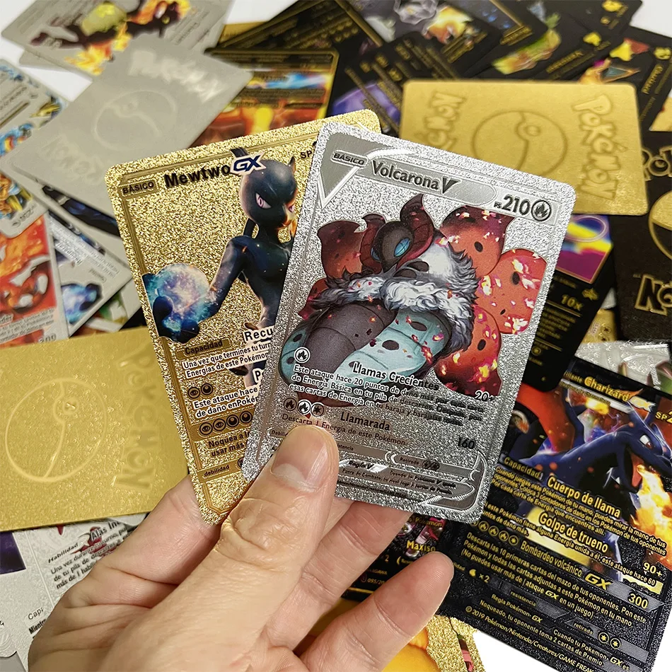 54 штуки золотых карт Pokemon золотые буквы испанские карты Metalicas Charizard Vmax Gx Series