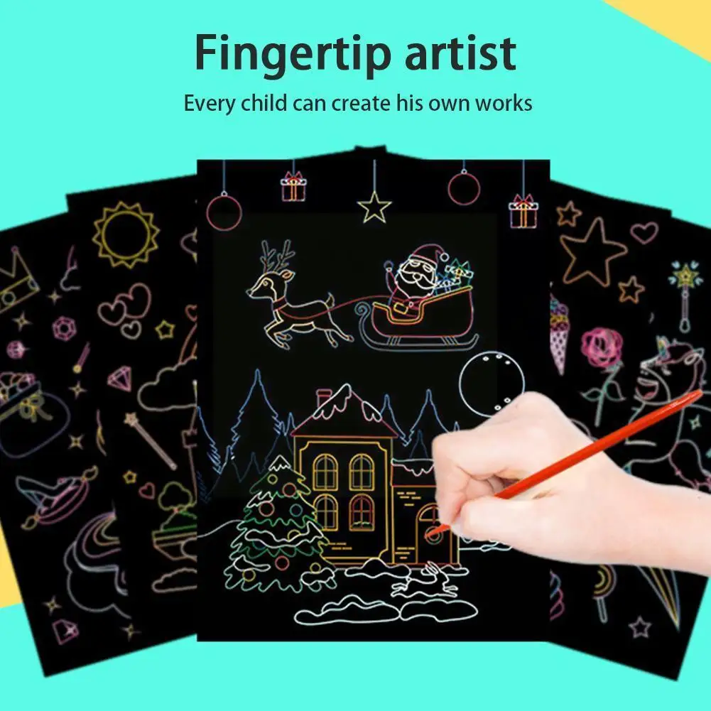 

Scratch Art Painting Paper Card Christmas Mother's Scratch Day Rainbow Toy Board Color Day Art Diy Education Drawing Father W8t5