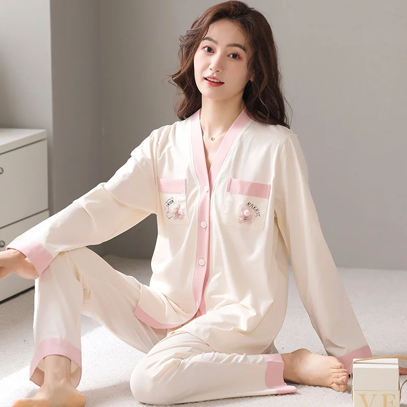 Корейская пижама Pour Femme новая осенне-зимняя одежда для сна женский комплект