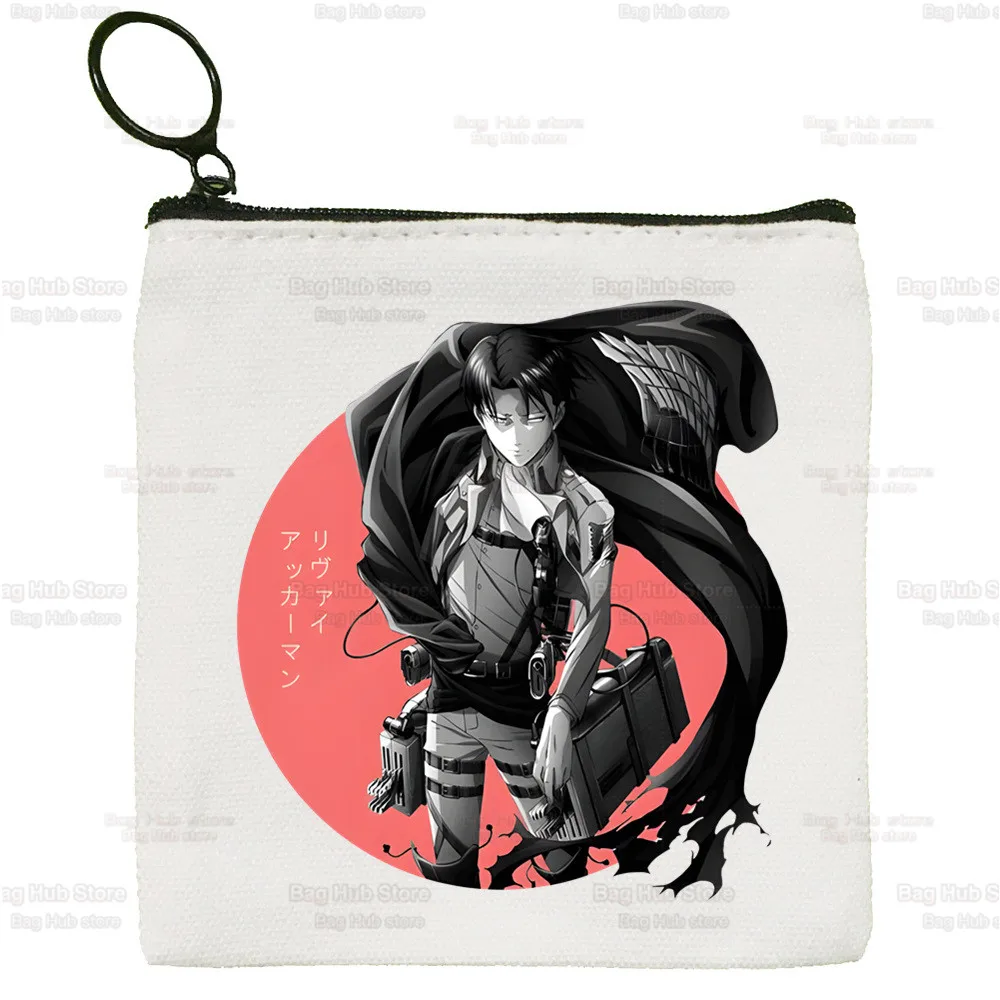 Attack on Titan Shingeki No Kyojin Liberty Eren Levi Canvas Coin Purse Storage Pouch Canvas Bag  New Coin Bag Key Coin Purse