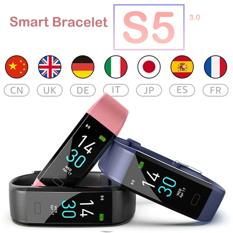 

Smart Band S5 Sport Smart Watch Women Multi-language Heart Rate Blood Pressure Monitor Waterproof Fitness Bracelet Men's Watches