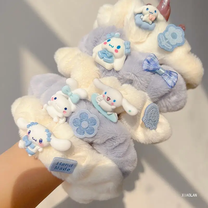 

Резинка Sanrio в стиле аниме Cinnamoroll для девочек, держатель для конского хвоста, головной убор, эластичные повязки для волос, милые аксессуары для волос для девочек, подарки, игрушки
