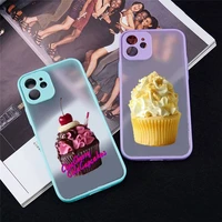 cupcake food colorful cute phone case for iphone 13 12 11 mini pro xr xs max 7 8 plus x matte transparent blue back cover
