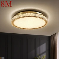 8m postmodern ceiling lamp gold led round crystal decorative fixtures for bedroom study light