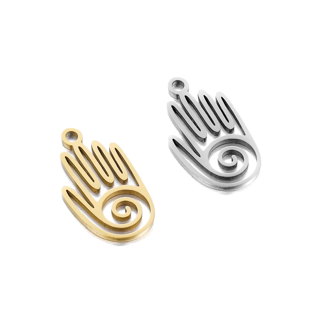 

2Pcs Stainless Steel Gold Plated Hamsa Hand Palm Charms Fatima Symbol Pendant For Diy Necklace Earrings Jewelry Making Findings