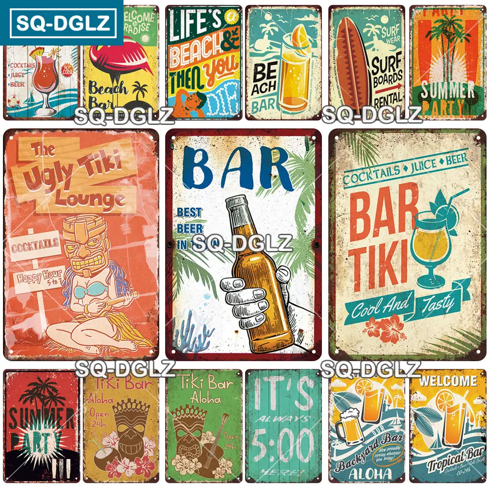 

Welcome To TIKI Bar Poster Metal Sign Vintage Plaque Tin Sign Plate Wall Room Decor Sticker For Bar Club Man Cave Art Painting 1